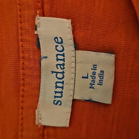 SUNDANCE Salmon Floral Embroidered Short Bell Sleeve Jersey Knit Top - Picture 9 of 10